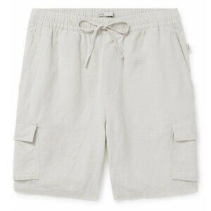 NWT Onia Men's White Straight Leg Linen Blend Cargo Shorts size M $130.00